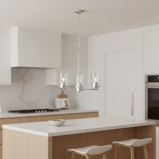 Silver And Clear Chandelier Three Light Iron Ceiling Light With Clear Shades