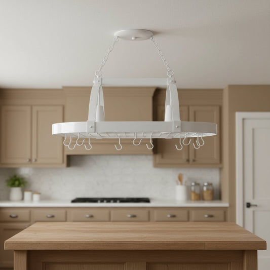 White Kitchen Island Two Light Metal Ceiling Light