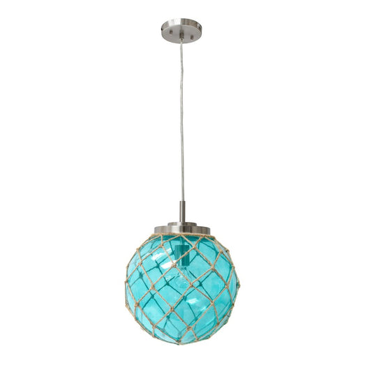 Aqua Silver And Natural Sphere Glass Ceiling Light With Aqua And Natural Shades