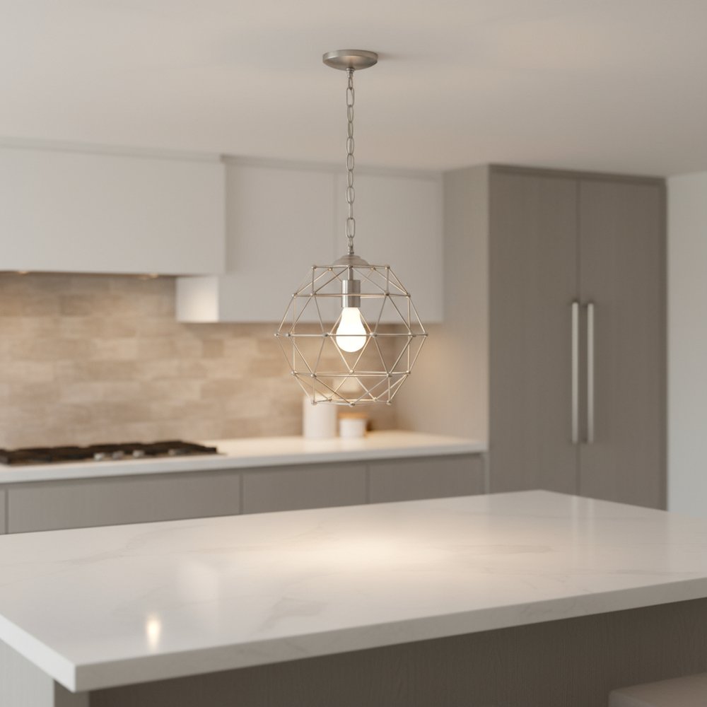 Nickel Candle Style Metal Ceiling Light With Nickel Shades