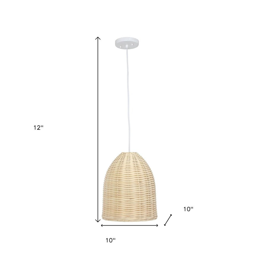 White And Natural Simple Rattan Ceiling Light With Natural Shades