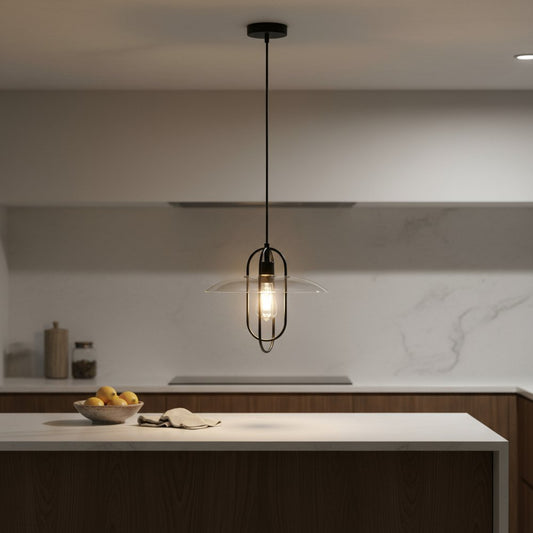 Black And Clear Simple Iron Ceiling Light With Clear Shades