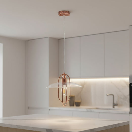 Rose Gold And Clear Simple Iron Ceiling Light With Clear Shades