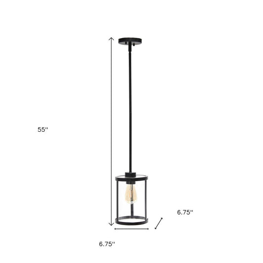 Black Cylinder Iron Ceiling Light With Black Shades