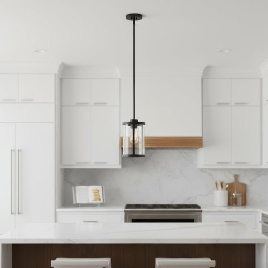 Black Cylinder Iron Ceiling Light With Black Shades