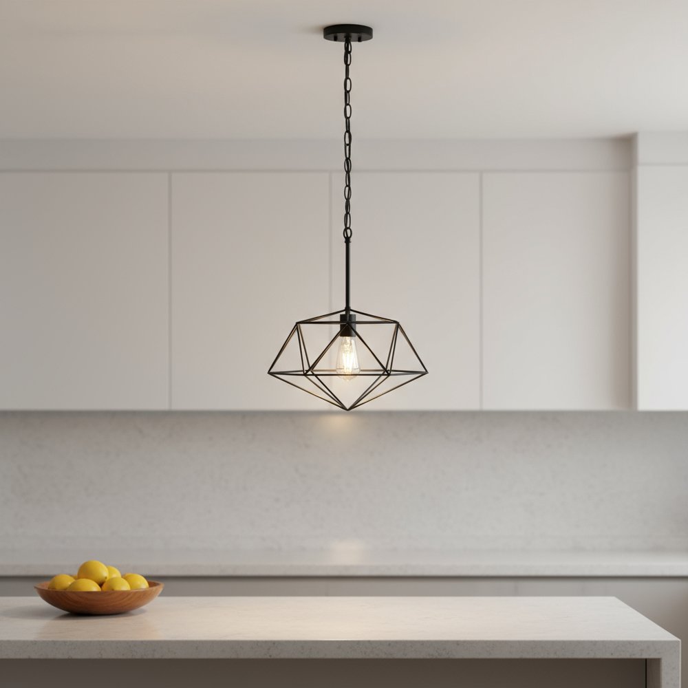 Black Caged Iron Ceiling Light With Rose Gold Shades