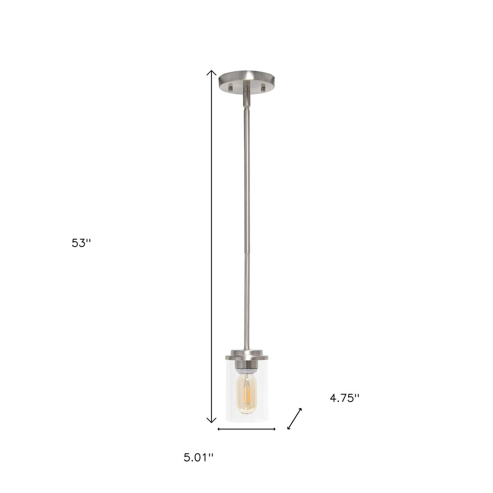 Nickel And Clear Cylinder Iron Ceiling Light With Clear Shades