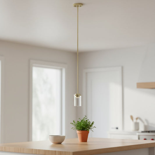 Gold And Clear Cylinder Iron Ceiling Light With Clear Shades