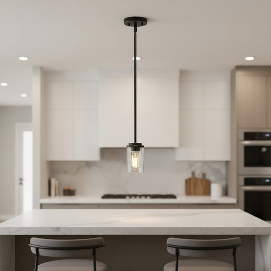 Bronze And Clear Cylinder Iron Ceiling Light With Clear Shades