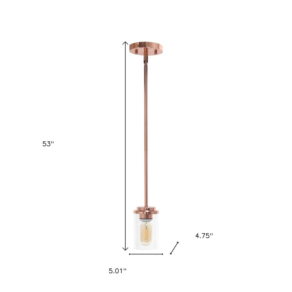 Rose Gold And Clear Cylinder Iron Ceiling Light With Clear Shades