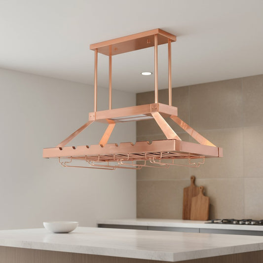 Copper Kitchen Island Two Light Iron LED Edison Bulb Flush Ceiling Light