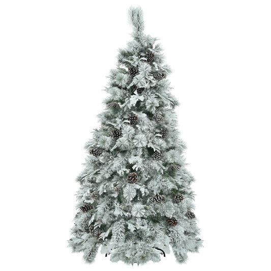 6' Pre Lit Extra Full Frosted Pine Christmas Tree With Decorations