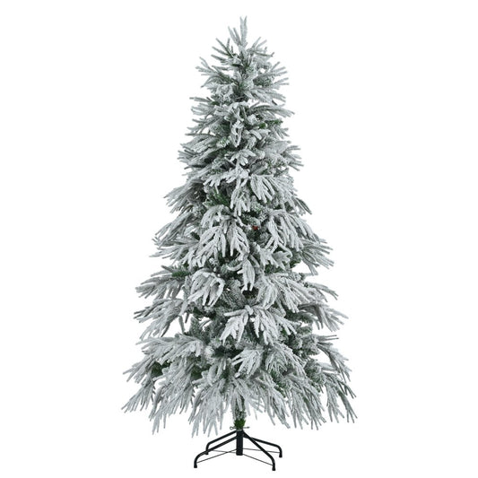 6' Pre Lit Extra Full Frosted Pine Christmas Tree