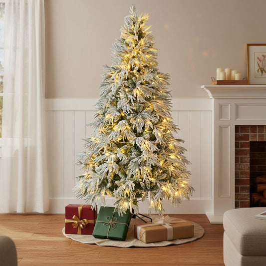 7.5' Pre Lit Extra Full Frosted Pine Christmas Tree