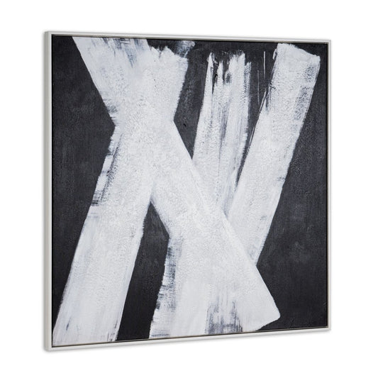 Intersecting Dimensions Hand Painted White Floater Frame Wall Art
