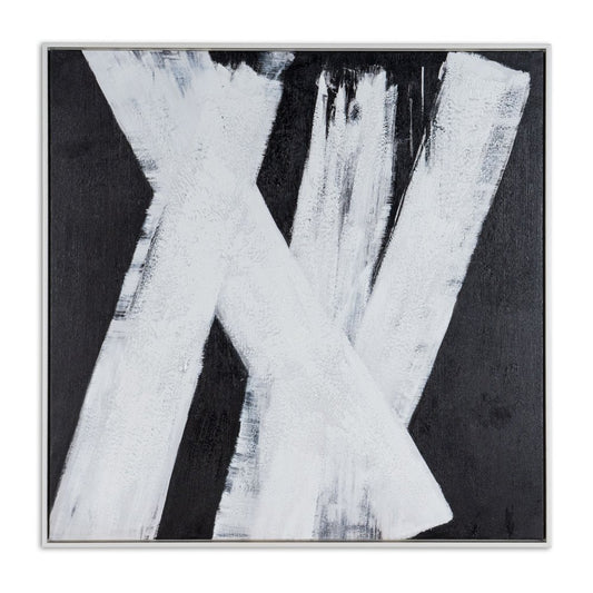 Intersecting Dimensions Hand Painted White Floater Frame Wall Art