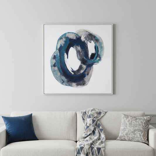 Ripples in Time Hand Painted White Floater Frame Wall Art