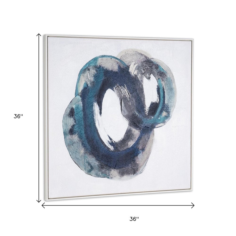 Ripples in Time Hand Painted White Floater Frame Wall Art