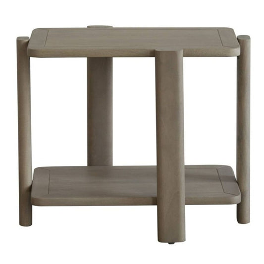 22" Natural Distressed Solid Wood End Table With Shelf