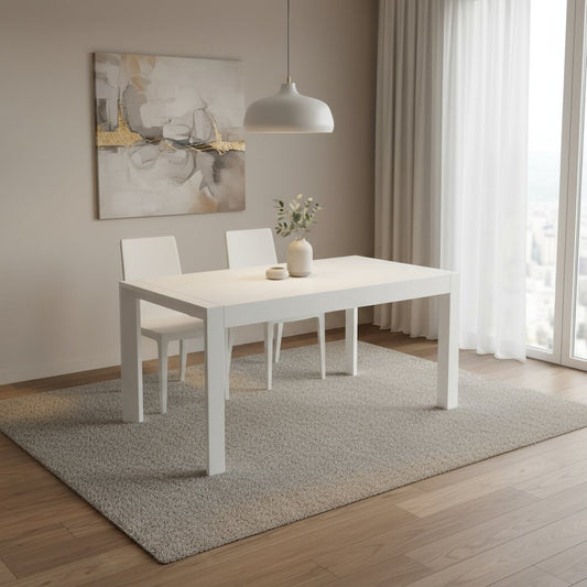 63" White Wood Dining Table