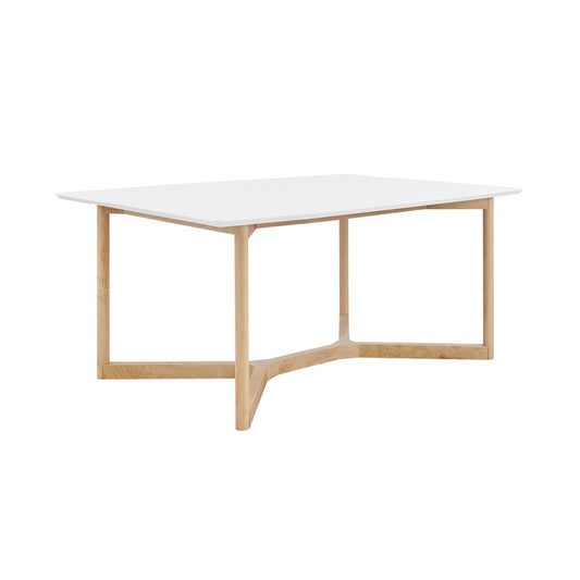 63" White and Natural Solid Wood Sled Base Dining Table