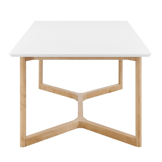 63" White and Natural Solid Wood Sled Base Dining Table