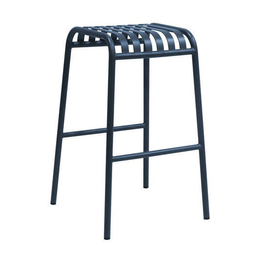 Set of Two 30" Dark Blue Steel Backless Bar Height Bar Chairs