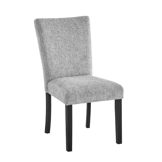 Set of Two Light Gray and Black Upholstered Fabric And Wood Dining Side Chairs