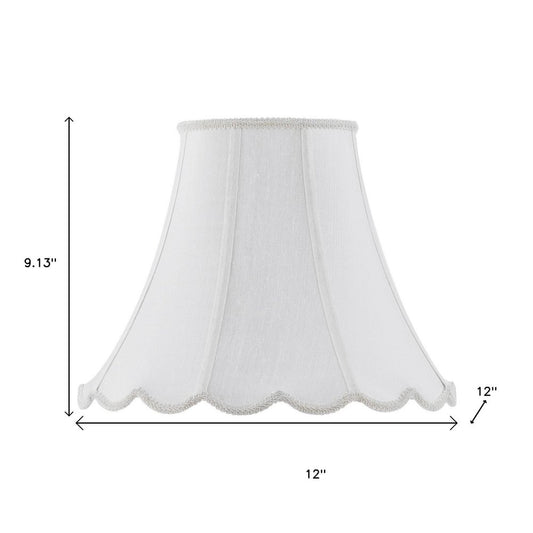 White Linen Piped Bell Lamp Shade