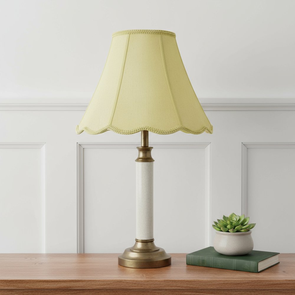 Champagne Gold Linen Piped Bell Lamp Shade