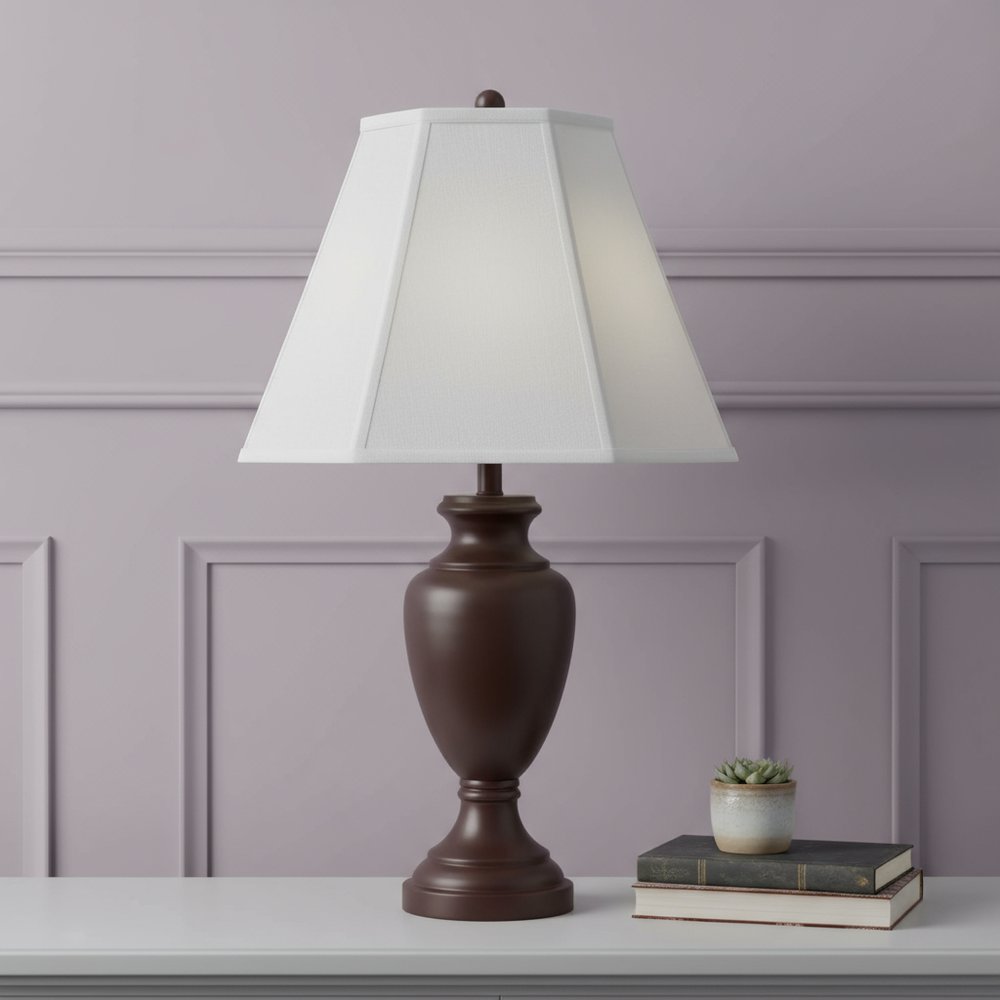 White Linen Piped Empire Lamp Shade