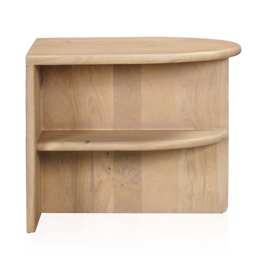 22" Natural Solid Wood Block End Table With Shelf