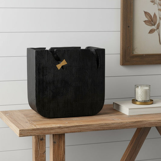Black Wood Square Pot Planter