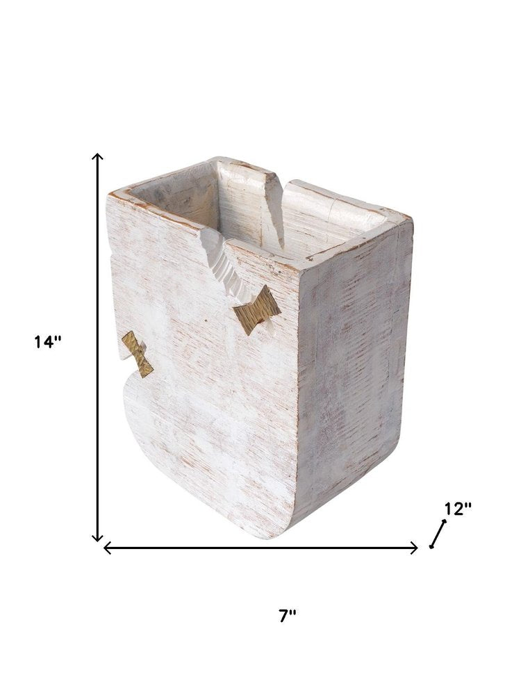 White Wood Pot Planter