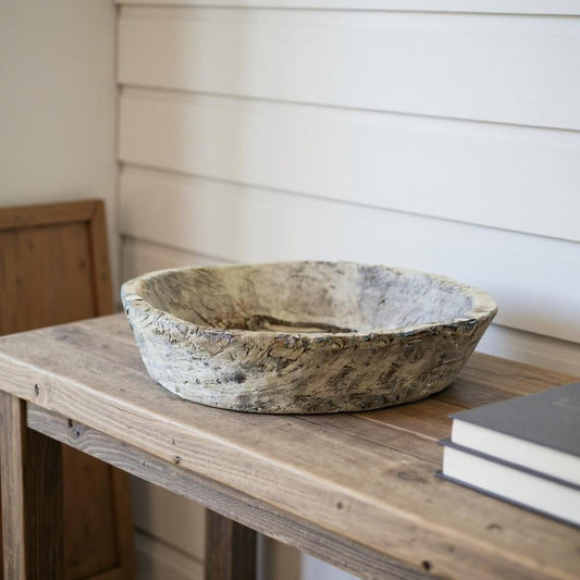 5" Beige Wood Decorative Bowl