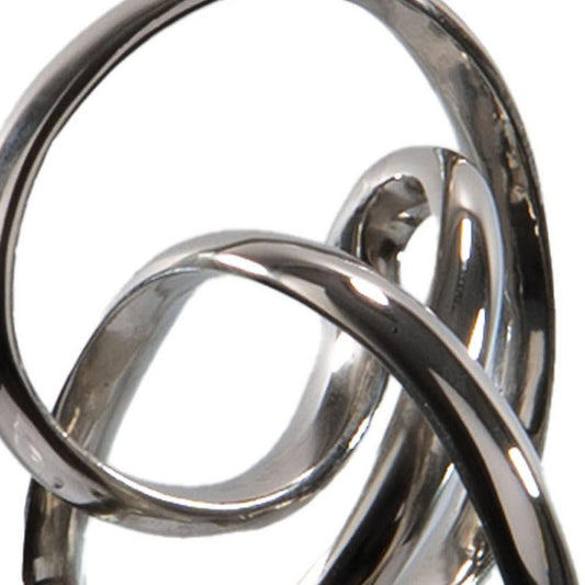 20" Silver And Black Aluminum And Marble Modern Abstract Tabletop Sculpture