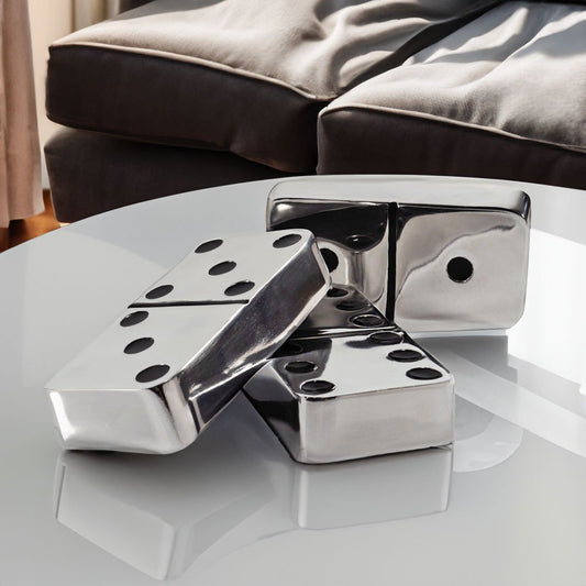 Set of Three Silver And Black Decorative Dominoes