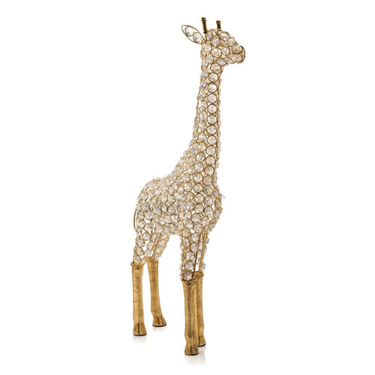 23" Gold Aluminum And Faux Crystal Giraffe Tabletop Sculpture