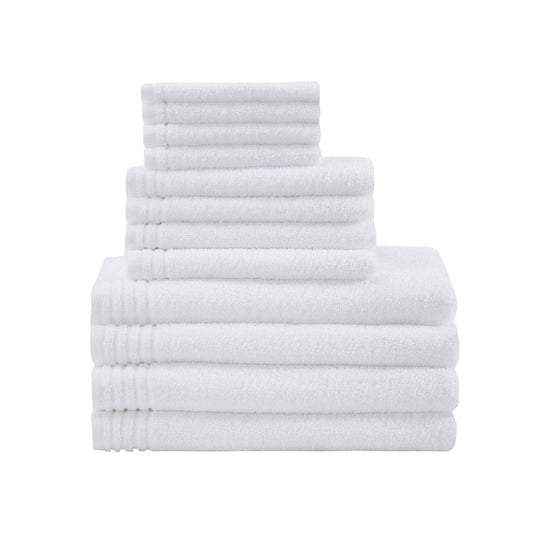 Set of Twelve White Cotton Quick Dry Towel Set