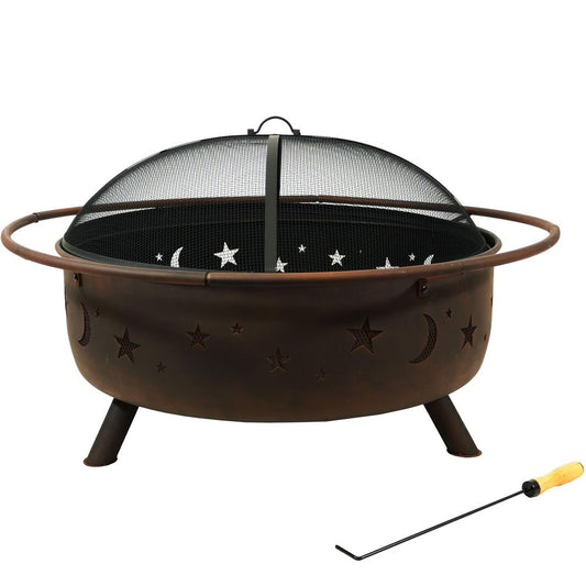 42" Bronze Steel Wood Burning Round Fire Pit