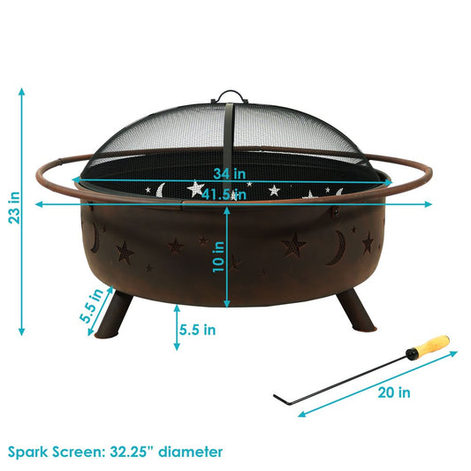 42" Bronze Steel Wood Burning Round Fire pit