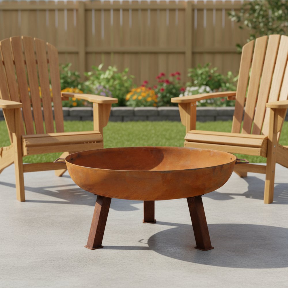 34" Rust Steel Wood Burning Round Fire pit