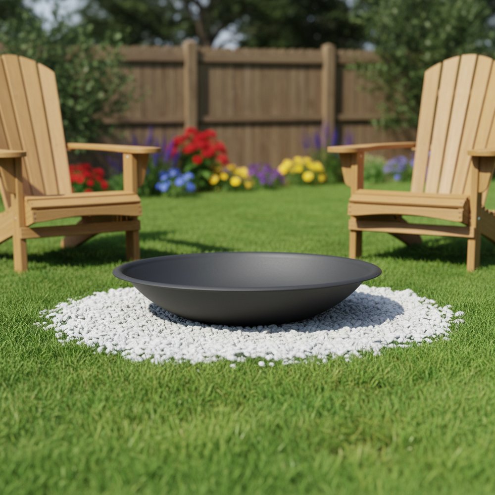 23" Black Steel Wood Burning Round Fire pit