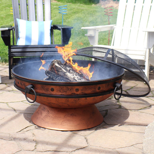 30" Copper Steel Wood Burning Round Fire Pit
