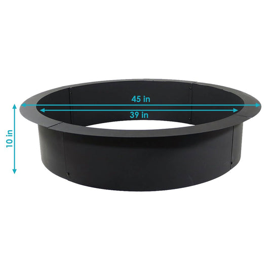 45" Black Steel Wood Burning Round Fire ring