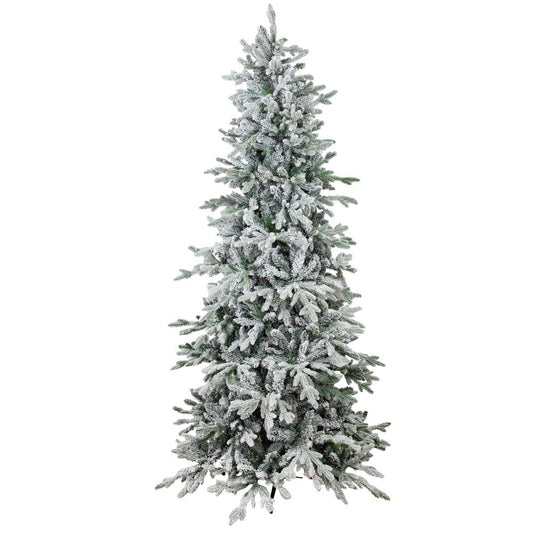 7' Slender Flocked Pine Christmas Tree