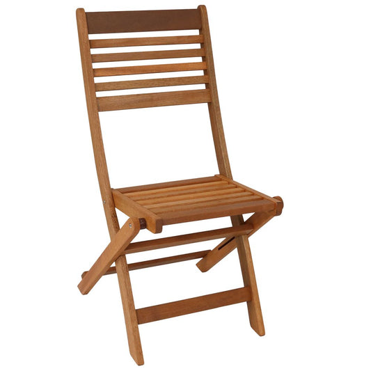 Set of Two Brown Solid Wood Outdoor Folding Accent Chairs