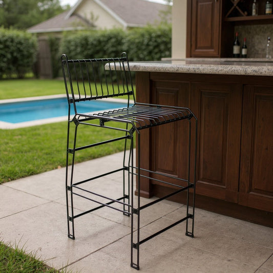 21" Black Steel Outdoor Accent Chair