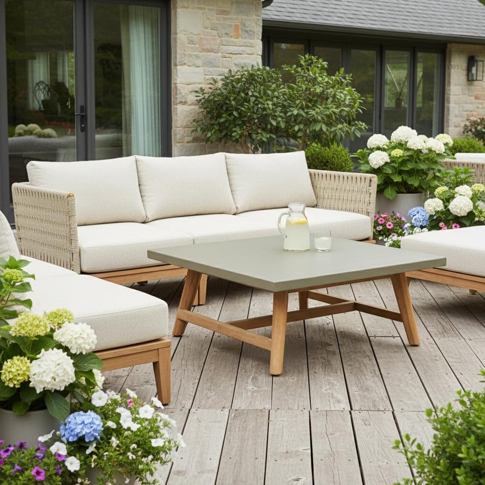 36" Gray Concrete Outdoor Coffee Table