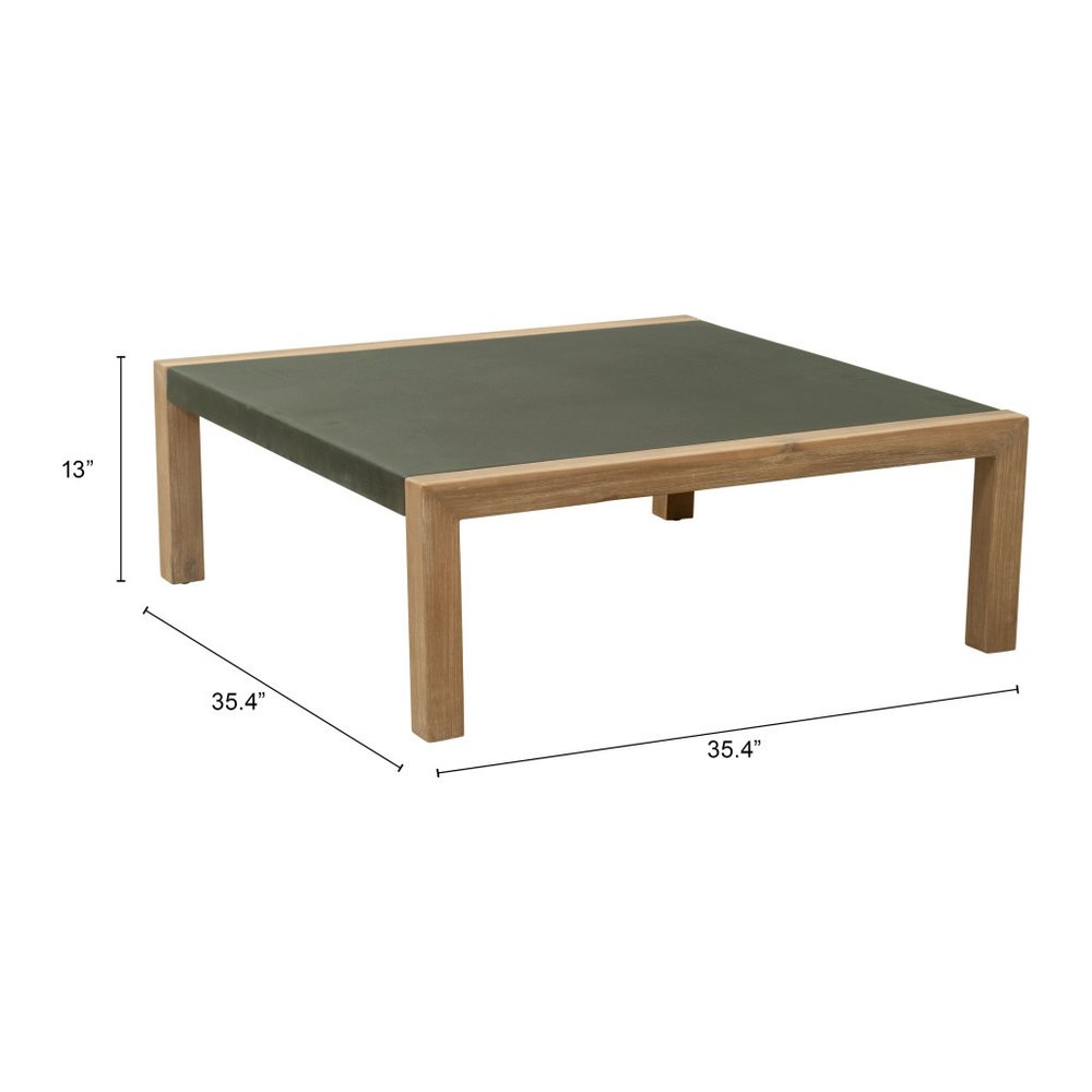 36" Gray Square Concrete Outdoor Coffee Table